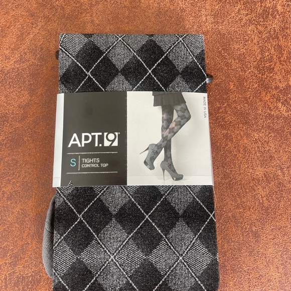 Apt. 9 Black Gray Argyle Control Top Tights Sz S - Picture 1 of 1